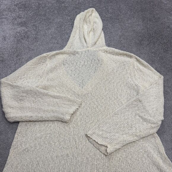 J.Jill Crochet Hoodie Pullover Sweater Womens 3X Plus Cream Cotton Nylon Knit - Picture 4 of 12
